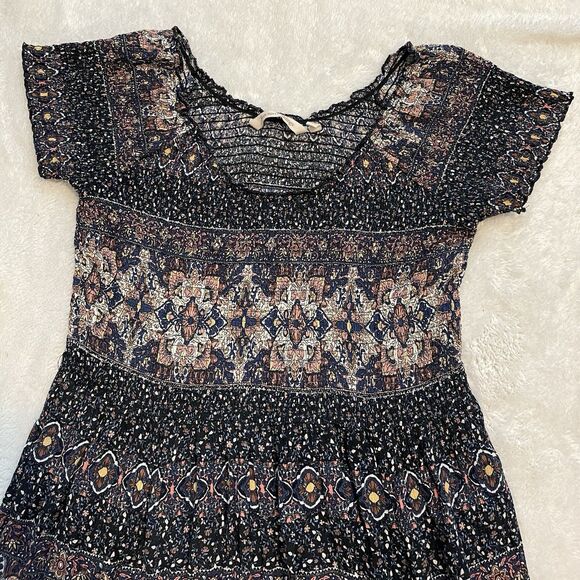 Soft Surroundings Women's Smocked Marcelo Boho Maxi Dress Short Sleeve Small - Picture 6 of 10